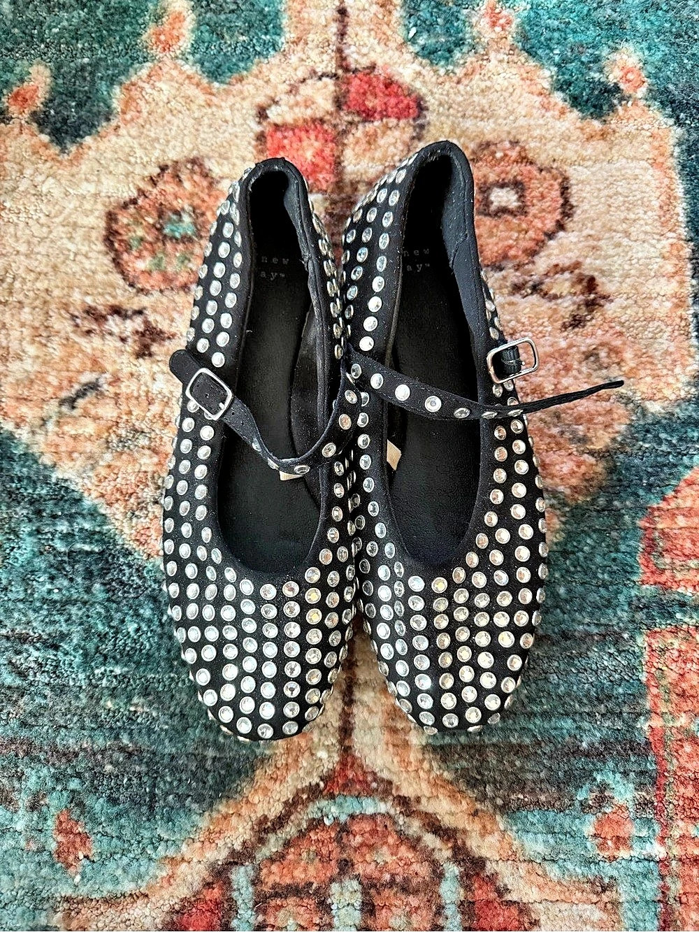 Studded Black Flats US 10